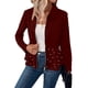 thumbnail image 3 of Blazer Elegante con Ribete de Perla para Mujer, con Abertura Frontal, Larga y Cuello Chal Vino Tinto M, 3 of 7