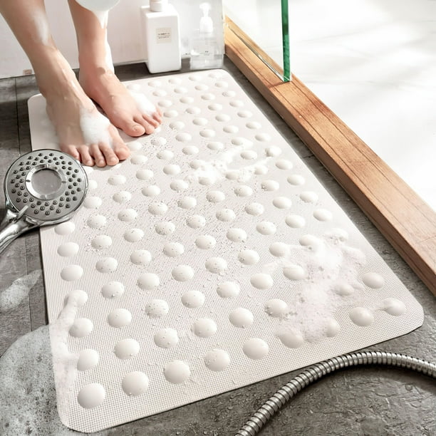 Tapis de baignoire Tapis de sol de douche antidérapants pour salle de bain Baignoire  Ventouse lavable 16 « x35 », gris