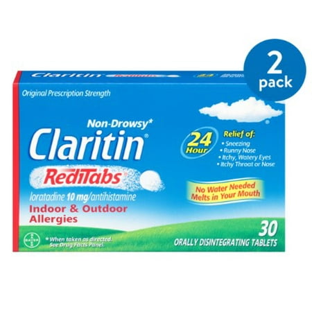 (2 Pack) Claritin 24 Hour Non-Drowsy Allergy RediTabs, 10mg, 30