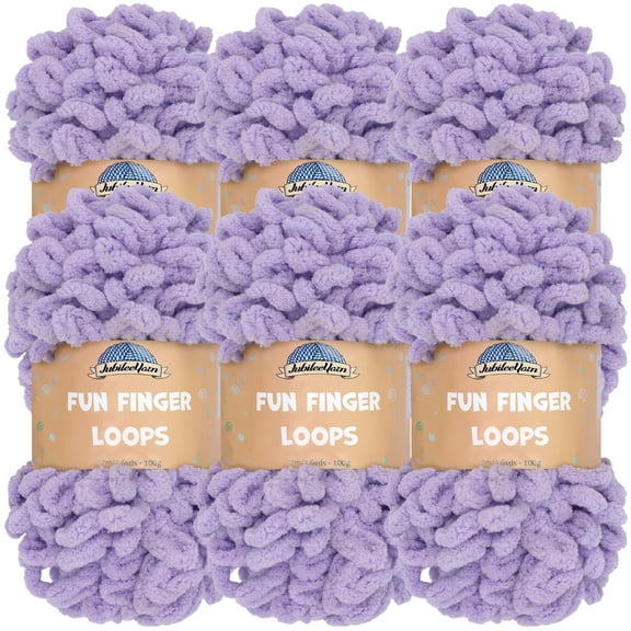 JubileeYarn Fun Finger Loops Yarn - Jumbo Polyester - 100g/Skein - Purple - 6 Skeins