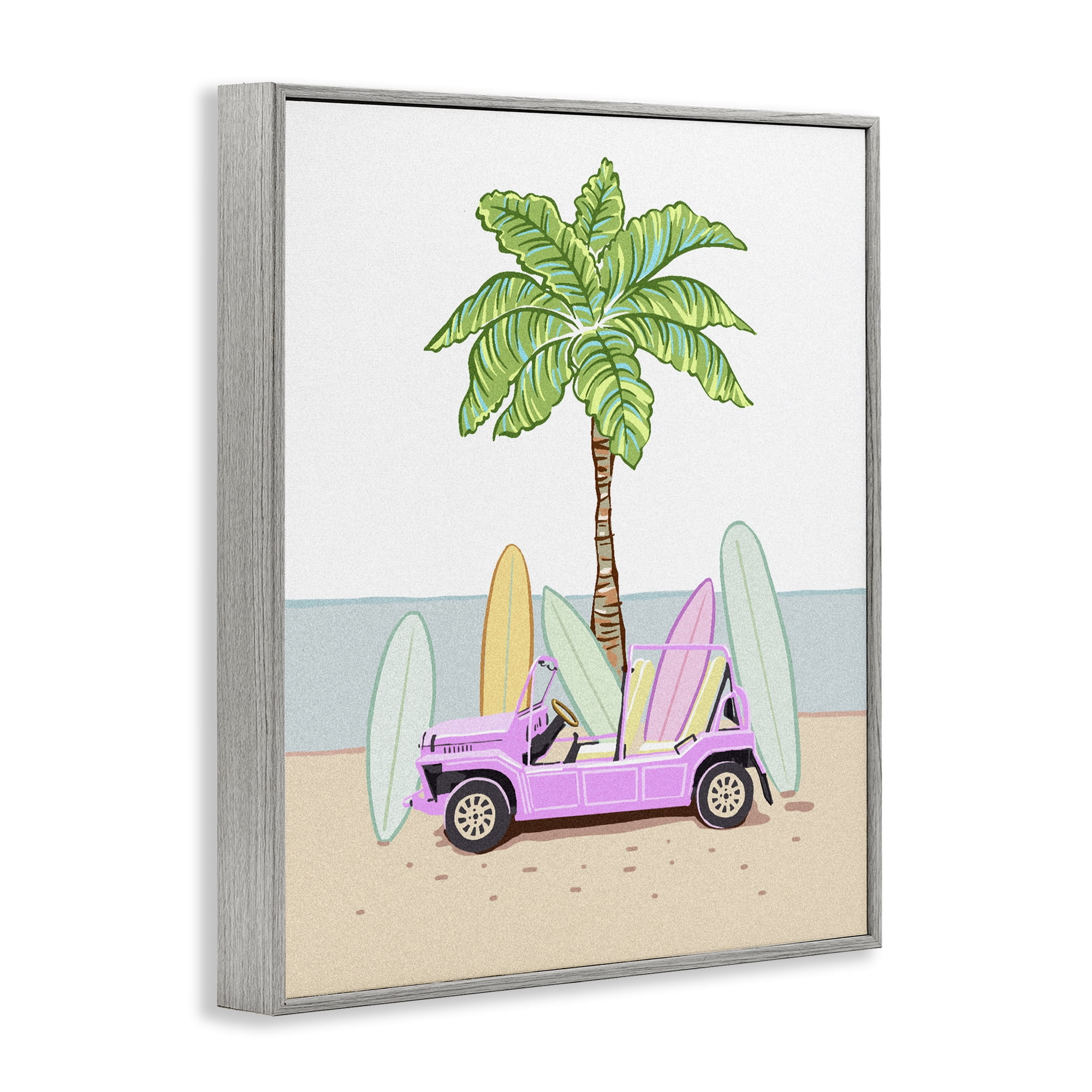 Surfboard Filled Car Gray Framed Giclee Art, design by Ziwei Li
