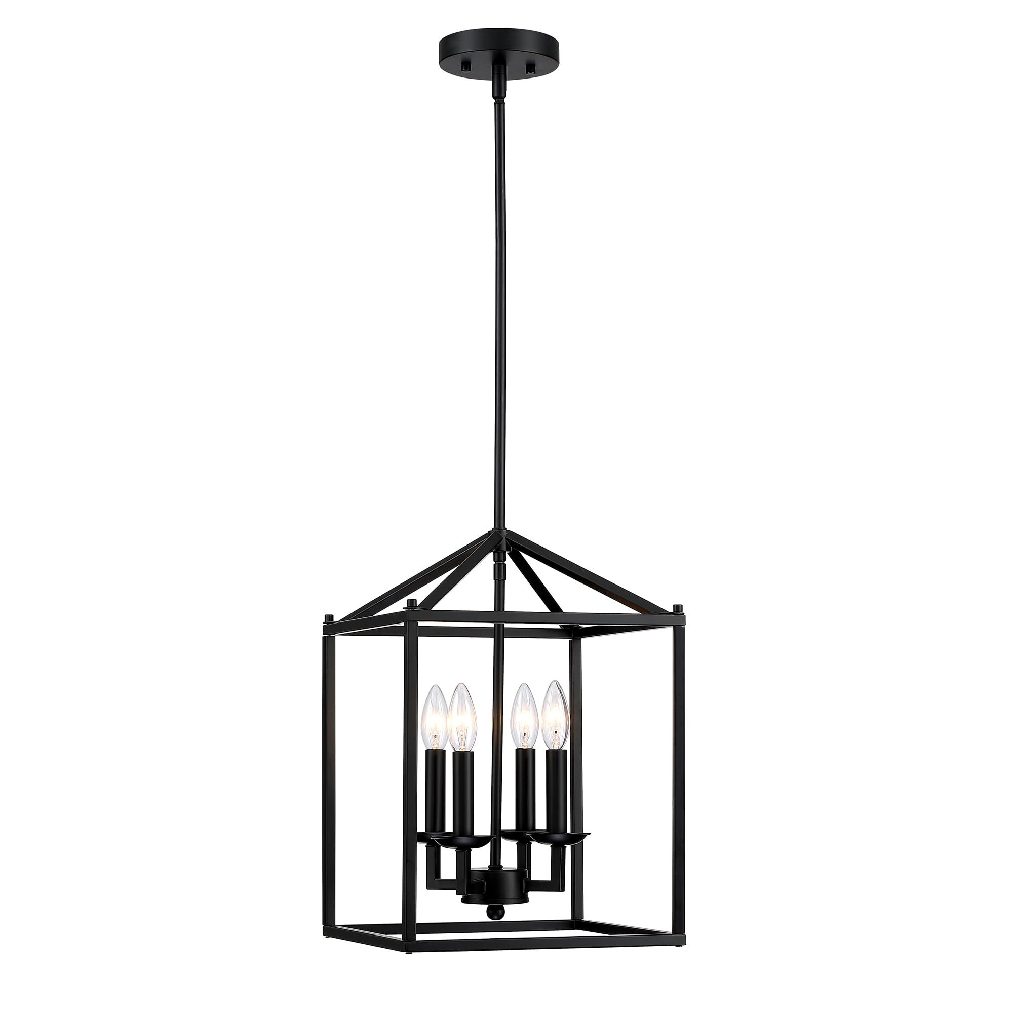 4-Light Pendant Light Kithen Island Matte Black Ceiling Mount Light Fixture for for Bedroom, Dining Room, Living Room, Dining Table, Bars