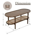 thumbnail image 4 of Dayalane Walnut Rattan Coffee Table,Mid-Century Modern 2-Tier Center Table with Storage Shelf Wooden Top for Living Room, Bedroom or Small Spaces, 4 of 10