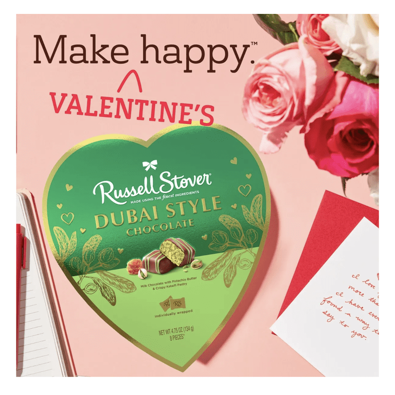 Russell Stover Dubai Style Chocolate Heart Gift Box, 8 Pieces