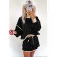 thumbnail image 6 of Women's Black Color Contrast Loose Pullover and Lace-Up Waist Skort Set | [ZhiHiMeRi] | (US 12-14)L, 6 of 6