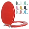 thumbnail image 1 of Asiento de inodoro BLOFDE redondo de madera con bisagras de aleación de zinc rojo, 1 of 6