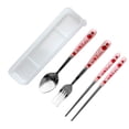 thumbnail image 1 of 3 Piece Tableware Utensils Set Spoon Forks Chopsticks Rounded Stainless Steel Flatware Cutlery Set with Transparent Box, 1 of 10
