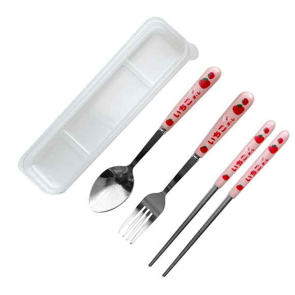 Ensemble De Couverts En Acier Inoxydable, Ensemble De Couverts Simples Et Portables (ensemble De 3) Avec Boîte De Rangement Transparente (fourchettes, Cuillères, Baguettes)