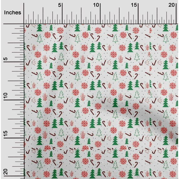 oneOone Rayon White Fabric Merry Christmas Craft Projects Decor Fabric Printed By The Yard 56 Inch Wide-DYW