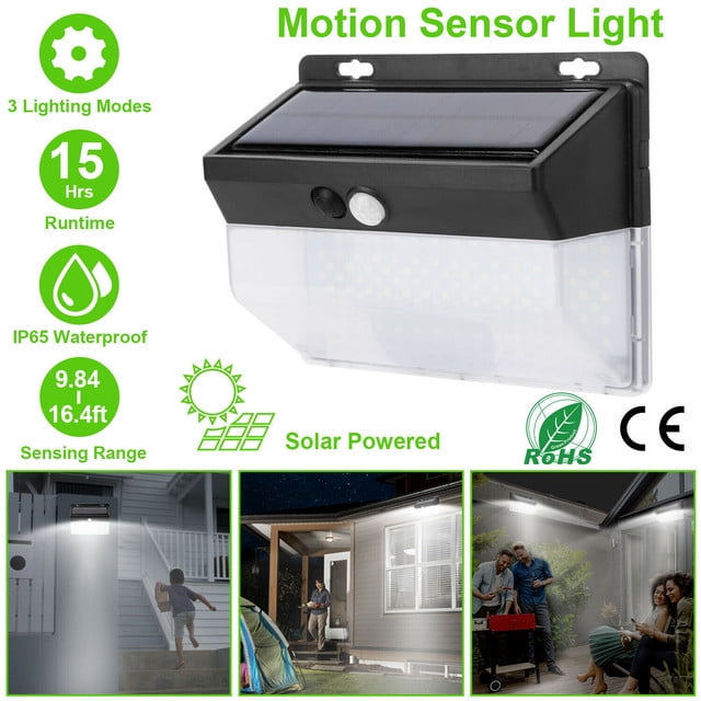 1800LM 206 LED Outdoor Solar Power Wall Light PIR Motion Sensor Garden Yard Lamp 