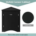 thumbnail image 5 of Bathroom Storage Cabinet, Triangle Bathroom Cabinet with Doors and Adjustable Shelves, Freestanding Bathroom Corner Cabinet, Corner Storage Cabinet for Bathroom, Kitchen, Living Room, Black, 5 of 9