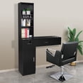 thumbnail image 2 of OmySalon Wall Mount Barber Stations, Salon Stations for Hair Stylist, Hair Styling Equipement Set with a Storage Cabinet, 2 Drawers and a 3 Tier Shelf (Black), 2 of 18