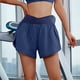 thumbnail image 3 of Pantalones cortos deportivos de entrenamiento para mujer - Cintura alta, doble capa con braguita interior, abertura lateral, bolsillos con cremallera, nailon y spandex, tallas S-XXL, 3 of 8