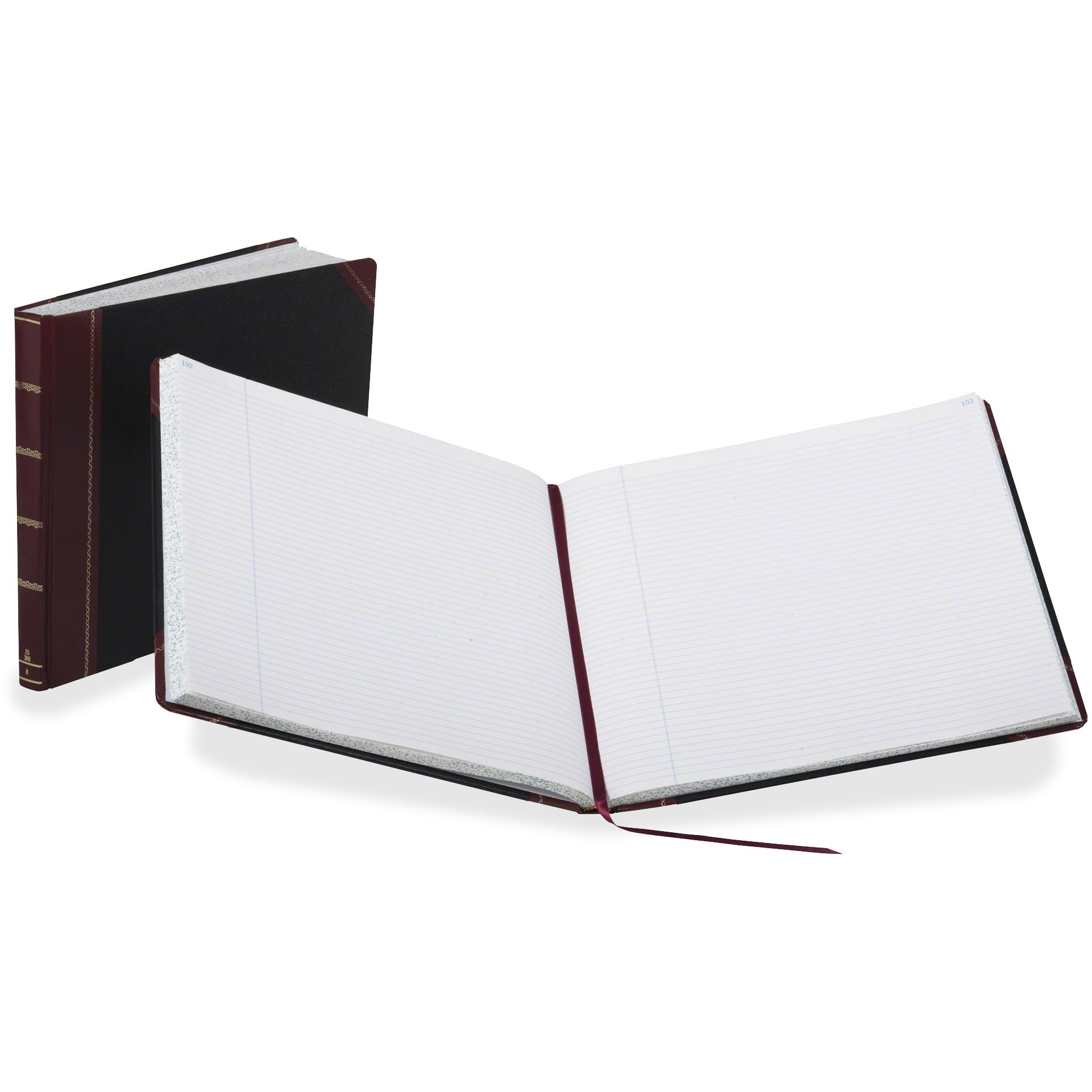 Boorum & Pease Record Ruled Book, Black Cover, 300 Pages, 15 1/8 x 12 7