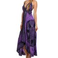 thumbnail image 3 of Sakkas Women's Batik Medallion Handkerchief Hem Adjustable Dress - Navy / Purple - OS, 3 of 4