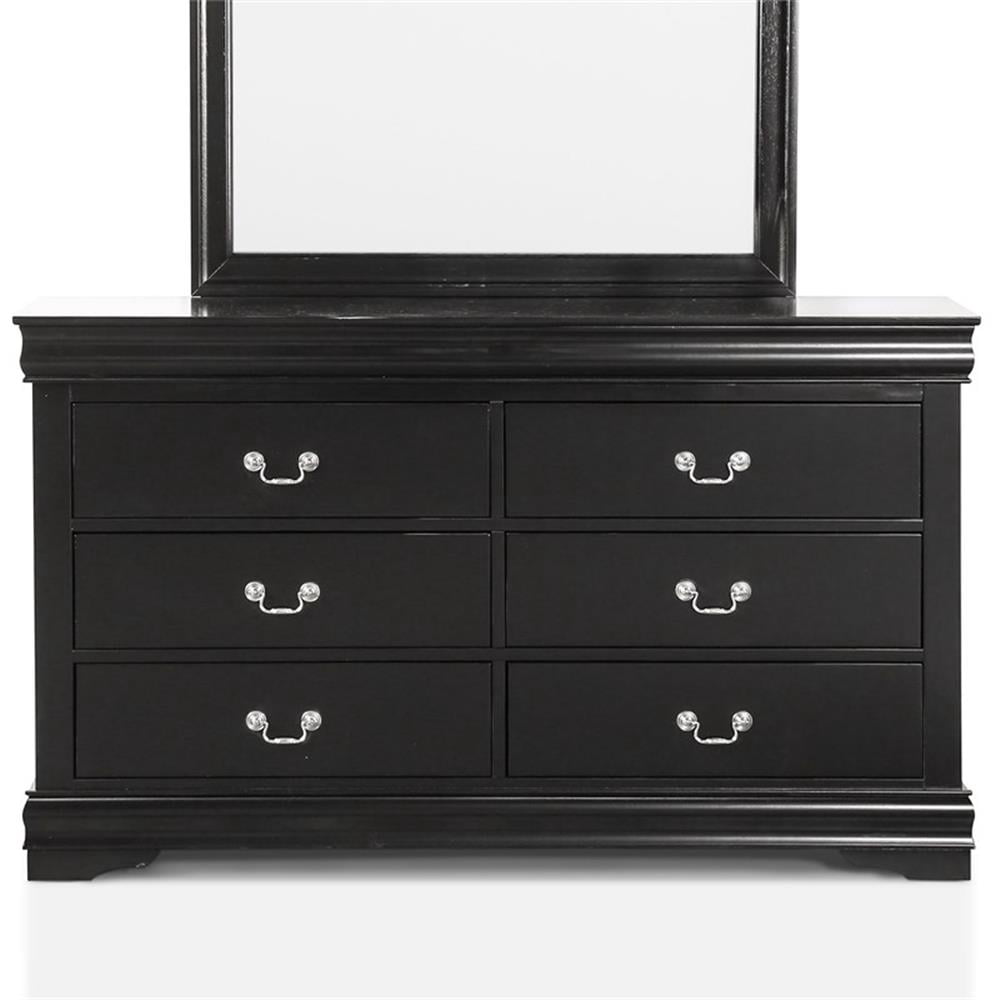 Furniture of America Toni Wood 6-Drawer Dresser with Mirror in Black