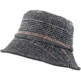 thumbnail image 3 of CoCopeaunts Bucket Hats for Men Winter Warm Vintage Plaid Fisherman Hats Flat Unisex Lattice Wool Basin Hat Soft Foldable, 3 of 8
