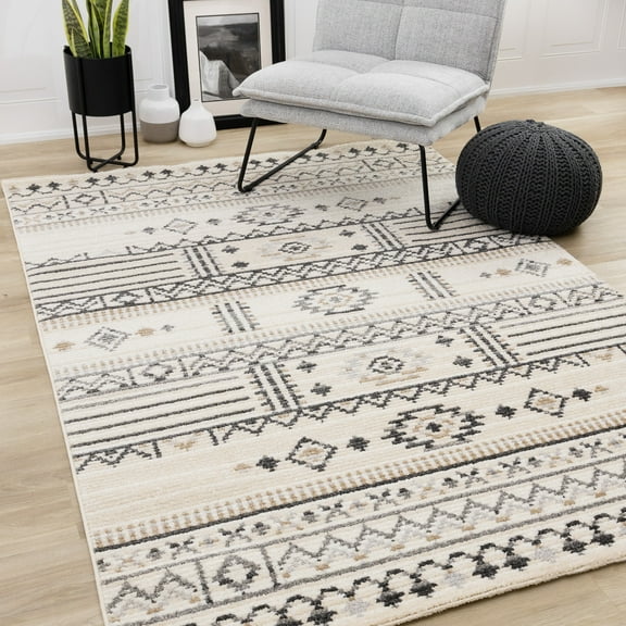 Rug Branch Tribal/Southwestern Tribal/Southwestern Cream Indoor Area Rug - 5' x 8'