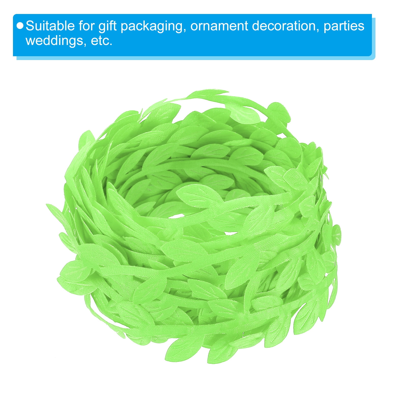 Unique Bargains Leaf Ribbon for Christmas Wreath Making Gift Wrapping Wedding Green