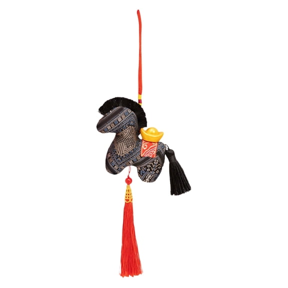 Chinese New Year Decorations Horse Hanging Ornaments 1 Pc 2026 Chinese Year of Horse Pendants Horse Zodiac Animals Mascot for Spring Festival Blessing Souvenir Home Car Decor, 3.9 Inch, Black