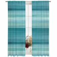 thumbnail image 2 of Teal Turquoise Aqua Ombre Semi Sheer Window Curtains 84 Inches Long, Contemporary Abstract Lines Rod Pocket Voile Silky Chiffon Curtain Light Filtering Drapes for Living Room, 52"x84", 2 Panels, 2 of 9