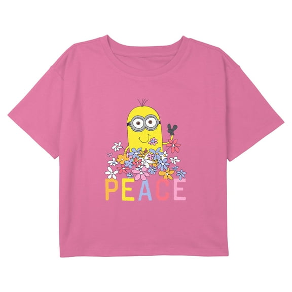 Girl's Despicable Me Spring Peace Graphic Cropped T-Shirt