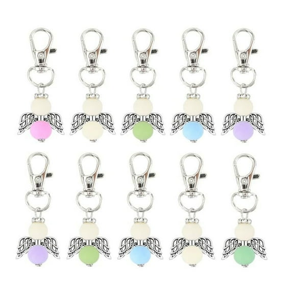 10/30Pcs Blessing Angel Keychain Key Holder Beads Wing Pendant Keyring for Guest Baby Showers Wedding Party Giveaway