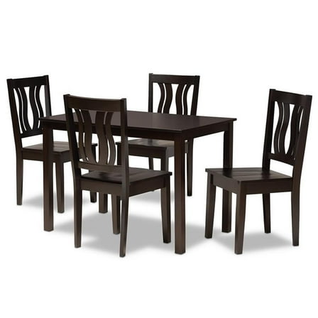 Bowery Hill Transitional Dark Brown Finished Wood 5-Piece Dining Set