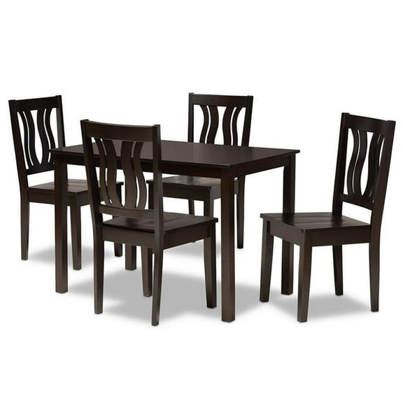 Bowery Hill Transitional Dark Brown Finished Wood 5-Piece Dining Set