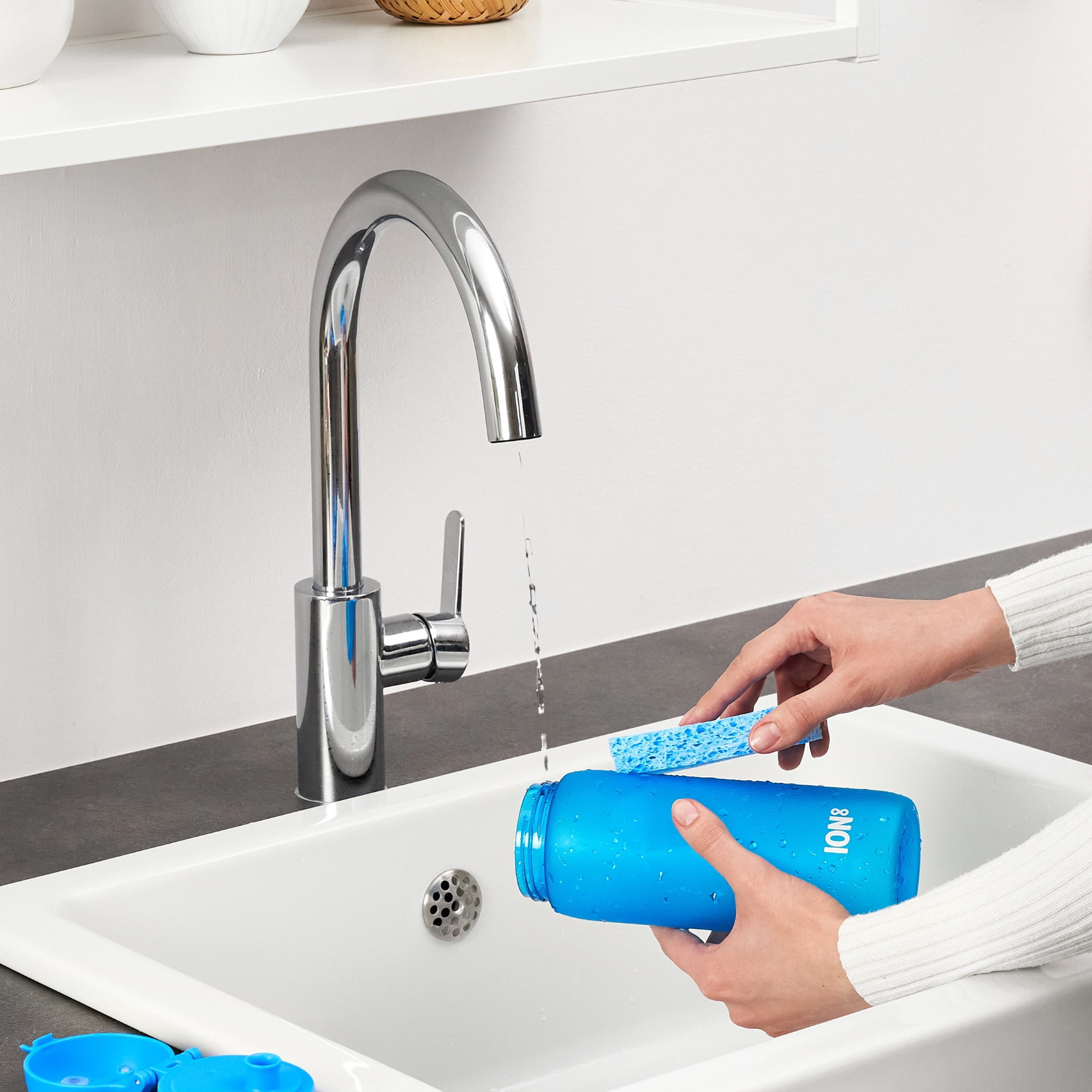 ION8 Leak Proof Flip-Top Sports Water Bottle, BPA Free, Dishwasher-Safe, Blue, 750ml (24oz)