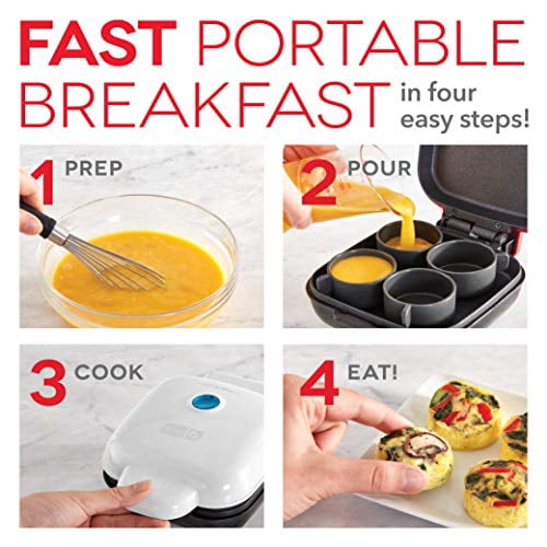 Dash DBBM450GBRD08 Deluxe Sous Vide Style Egg Bite Maker with Silicone Molds for Breakfast Sandwiches, Healthy Snacks or Desserts, Keto & Paleo Friendly, (1 large, 4 mini), Red