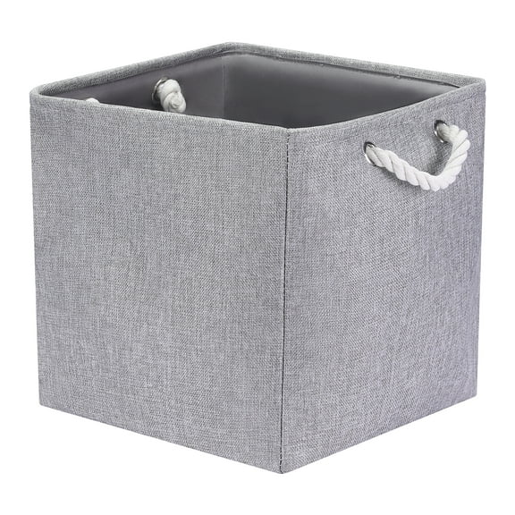 Unique Bargains 13 Inch Square Fabric Collapsible Storage Basket Bin with Handle Grey