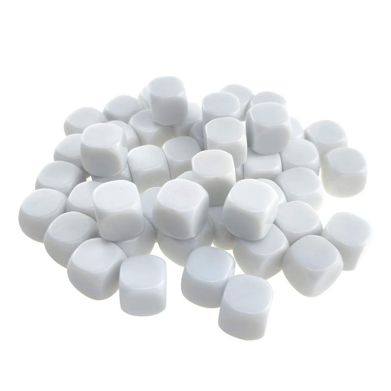 50 Pcs 16MM Blank White Dice Set Acrylic Rounded D6 Dice Cubes for