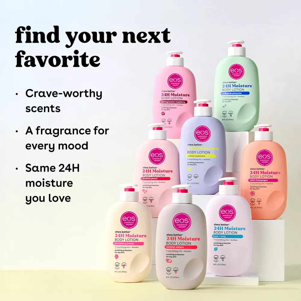 Eos Shea Better Body Lotion Fresh and Cozy for Dry Skin, 16 Oz..