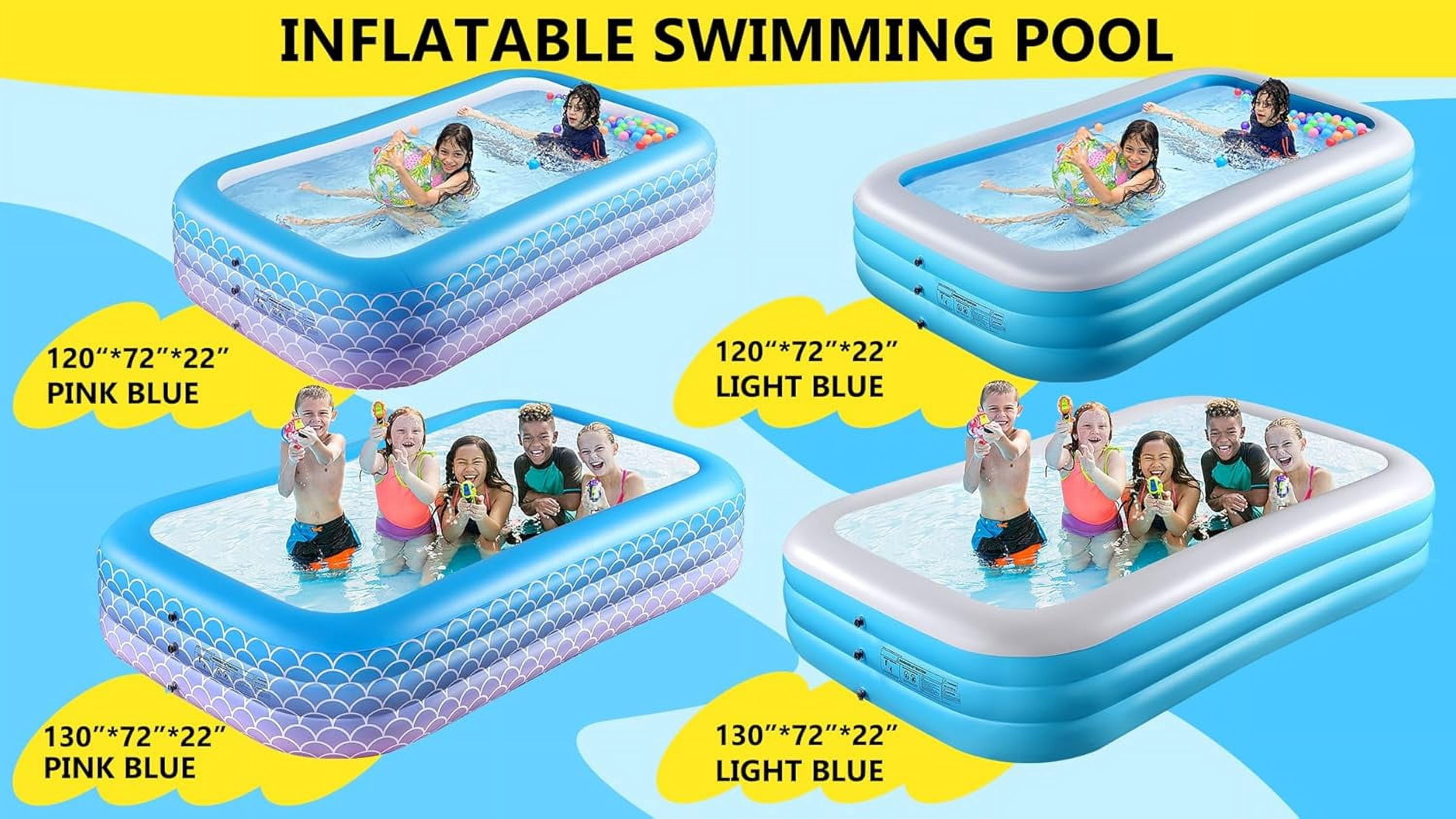 2025 Upgrade Inflatable Pool for Kids and Adults-120"*72"*22" Full-Sized Inflatable Swimming Pool Leakproof Blow Up Above Ground for Backyard Outdoor Garden Summer Water Party Pink