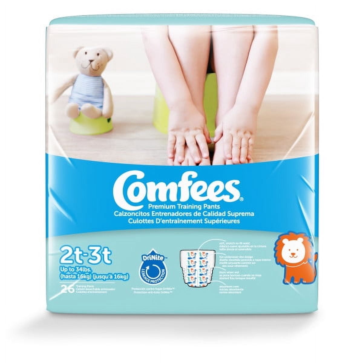 Comfees Toddler Training Pants Pull On 2T - 3T Disposable Moderate Absorbency, Case of 156