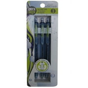 Onyx and Green, 3-Pack Retractable Ballpoint Pens, 3 PC