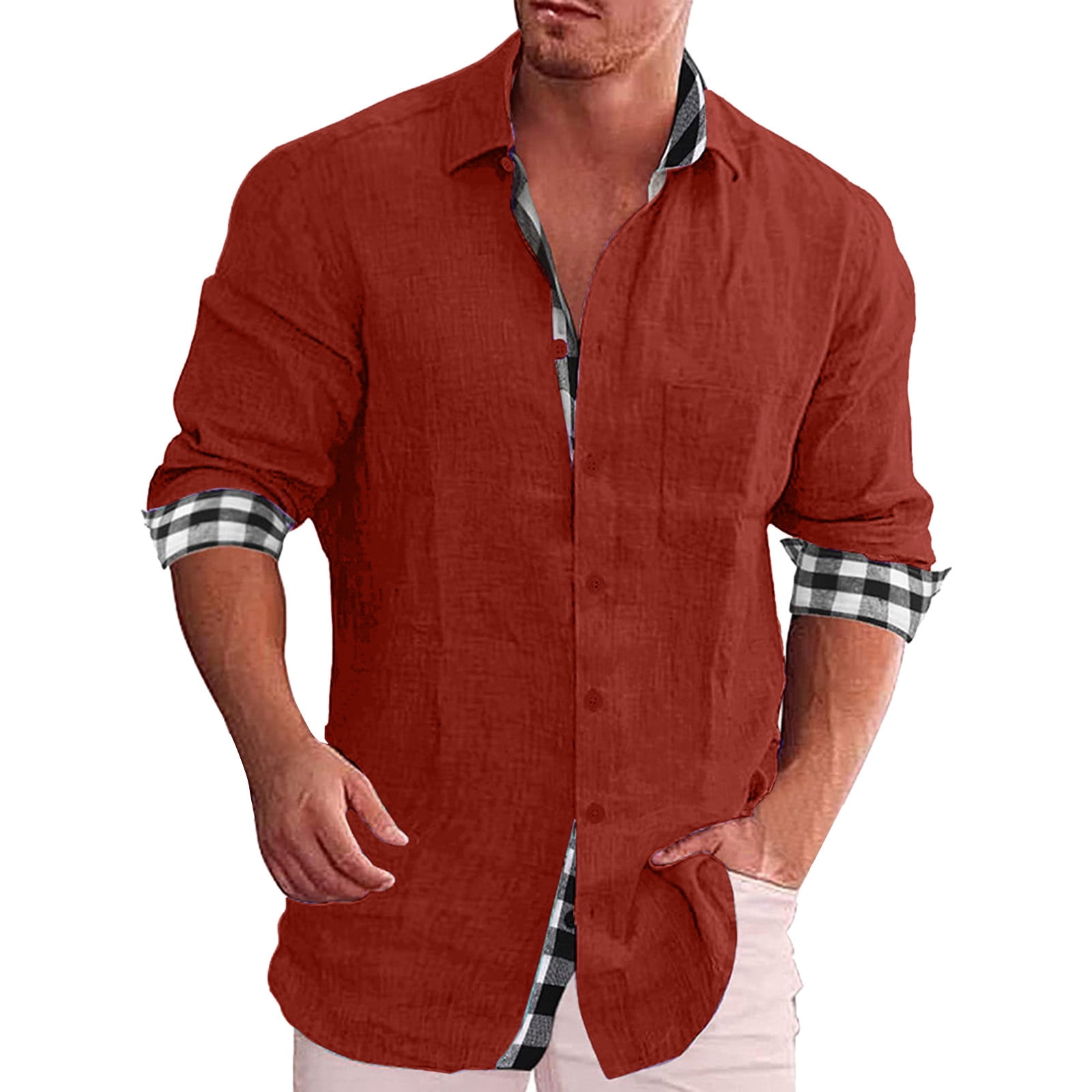 Mens Linen Shirt Daily Cotton Linen Shirt Long Sleeve Hippie Casual Beach T Shirts With Button