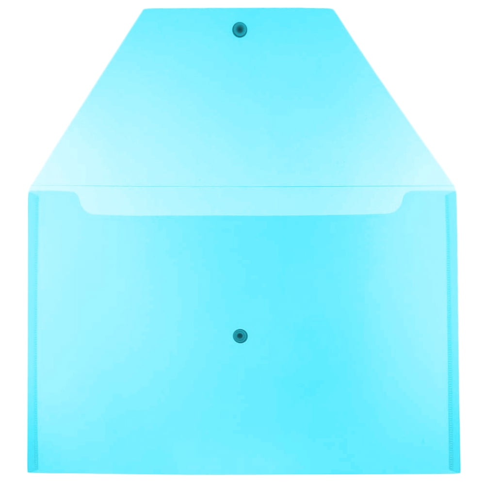 JAM Paper Plastic Snap Envelopes, 9.8x14.5, 12/Pack, Blue