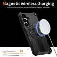 thumbnail image 3 of Allytechgroup Rugged Magnetic Case for Samsung Galaxy S25, Dual-Layer Shockproof Cover with Built-In Kickstand, MagSafe-Compatible, Rotating Ring Holder, Anti-Fall TPU + PC Back Case,Black, 3 of 7
