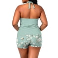 thumbnail image 6 of Plus Size Tankini Swimsuit for Women Summer V-Neck Halter Swim Top with Shorts and Built-in Bra Bathing Suit Beach Vacation Swimwear, 6 of 7