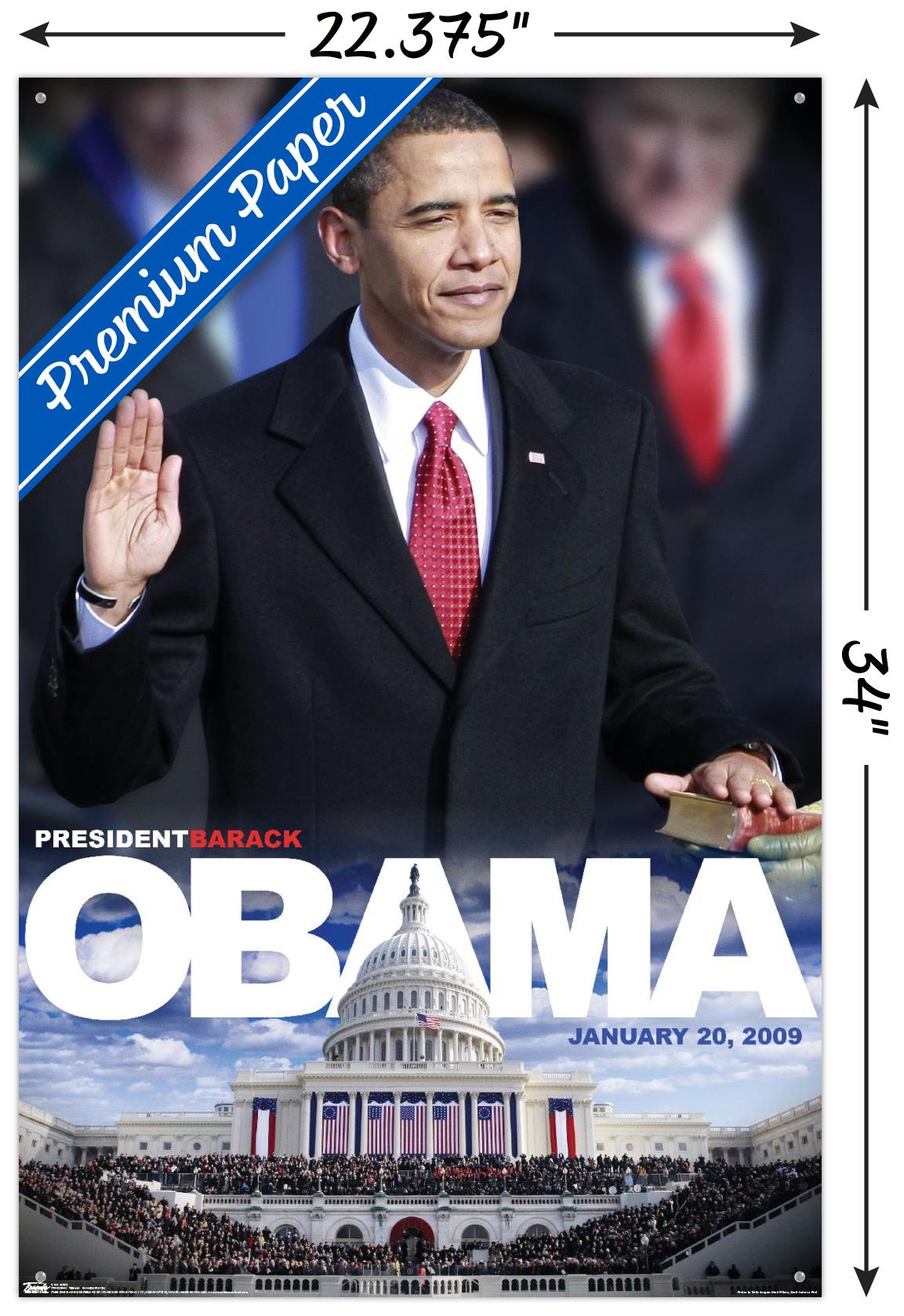 President Obama - Inauguration Wall Poster with Push Pins, 22.375" x 34"