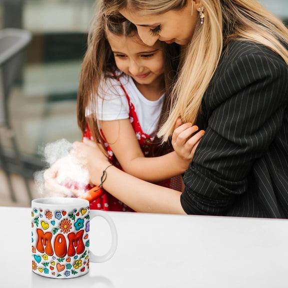 Lilgiuy Mother's Day Coffee Mug Personalized Humor Letter Print Flower Graphic Birthday Mug Gifts for Mother Parent Family