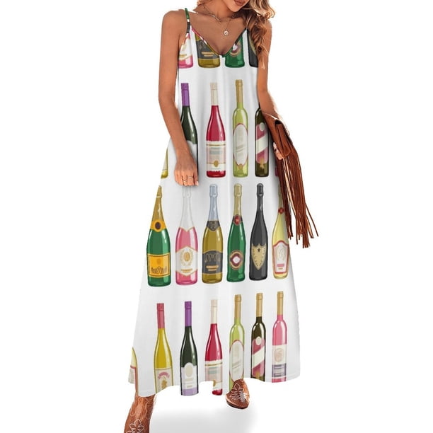 Botellas de vino Vestido sin mangas Vestidos de playa Vestido elegante