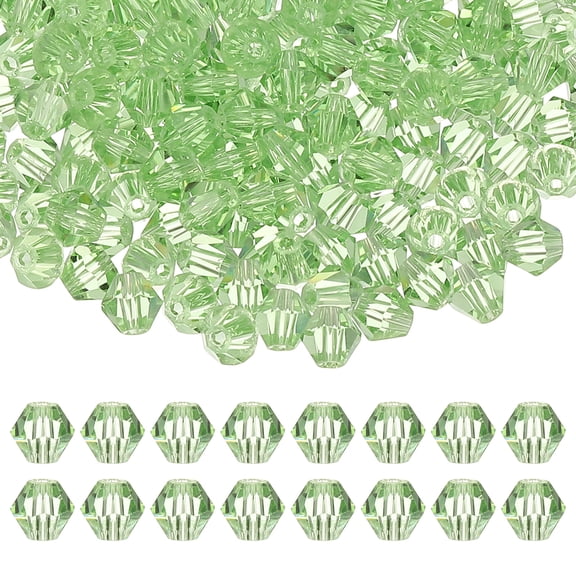 Uxcell 3mm Bicone Crystal Beads, 600 Pcs Glass Faceted Bicone Beads for Jewelry Making, Light Green
