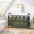 thumbnail image 2 of 5 Sections Laundry Sorter, Laundry Hamper with Heavy Duty Lockable Wheels and Removable Bags, 5 Bag Laundry Sorter Cart for Dirty Clothes Storage, Green, 2 of 14