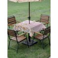thumbnail image 4 of Outdoor Tablecloth with Umbrella Hole for Patio/Picnic/Party/Camping, Pink Starfish Coastal Waterproof Table Cloth Square Cover Washable, Summer Beach Shell Wooden (54"x 54"), 4 of 8