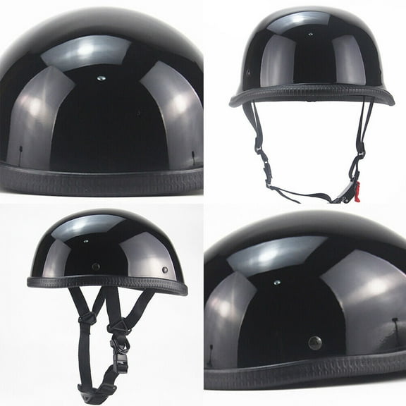 US German Half Helmet Novelty Shiny Black Motorcycle Cruiser Biker S,M,L,XL,XXL