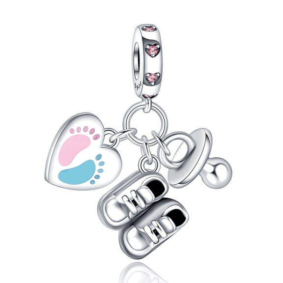 925 Sterling Silver Charm for Bracelets Women Silver Shoes Footprints Charm Necklace Pendant