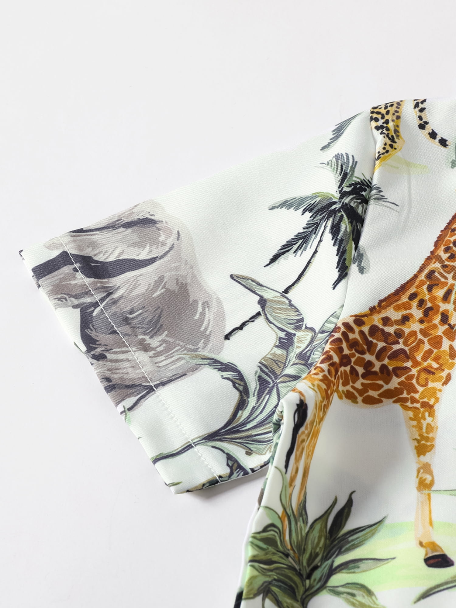 2-piece Kid Boy Instrument/Animal Tree Print Tee and Solid Color Elasticized Shorts Set